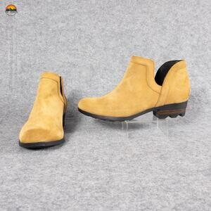 Sorel Lolla Ankle Boots Tan Leather Cut-Out Pull-On NL2809-224 Women's Size 8